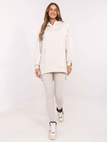 Hurt Jasnobeżowy melanżowy komplet z bluzą z rozcięciami