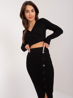 Hurt Czarny dzianinowy komplet ze spódnicą midi