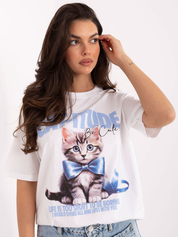Biało-jasnoniebieski t-shirt z bawełny FRESH MADE 