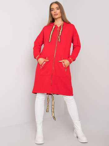 Rote lange Jacke mit Reißverschluss Ermelinde.