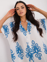 Hurt Niebiesko-biała sukienka oversize z printem