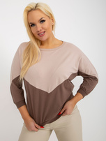 Hurt Beżowo-brązowa bluzka plus size basic z bawełny 