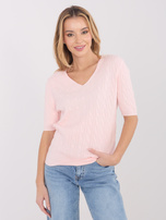 Light pink sweater made of soft knit.