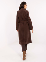 Brązowy klasyczny płaszcz z paskiem 