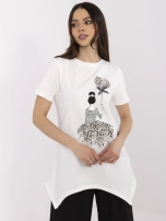 Ecru asymetryczna bluzka z kokardką