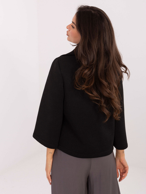 Czarny przejściowy płaszcz z kieszeniami RUE PARIS