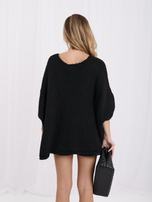 Czarny damski sweter oversize z domieszką wełny