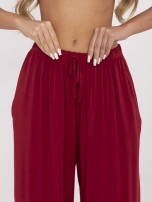 Bordowe letnie spodnie z wiskozy