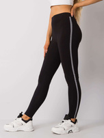 Czarno-srebrne legginsy bawełniane Naila RUE PARIS