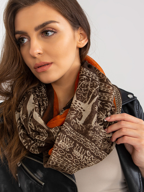 Hurtownia online Brązowa chusta komin z nadrukiem