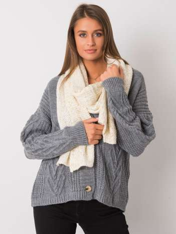 Ecru szalik damski ze złotą nicią