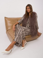 Beige-schwarzes zweiteiliges Set mit Tiermuster.