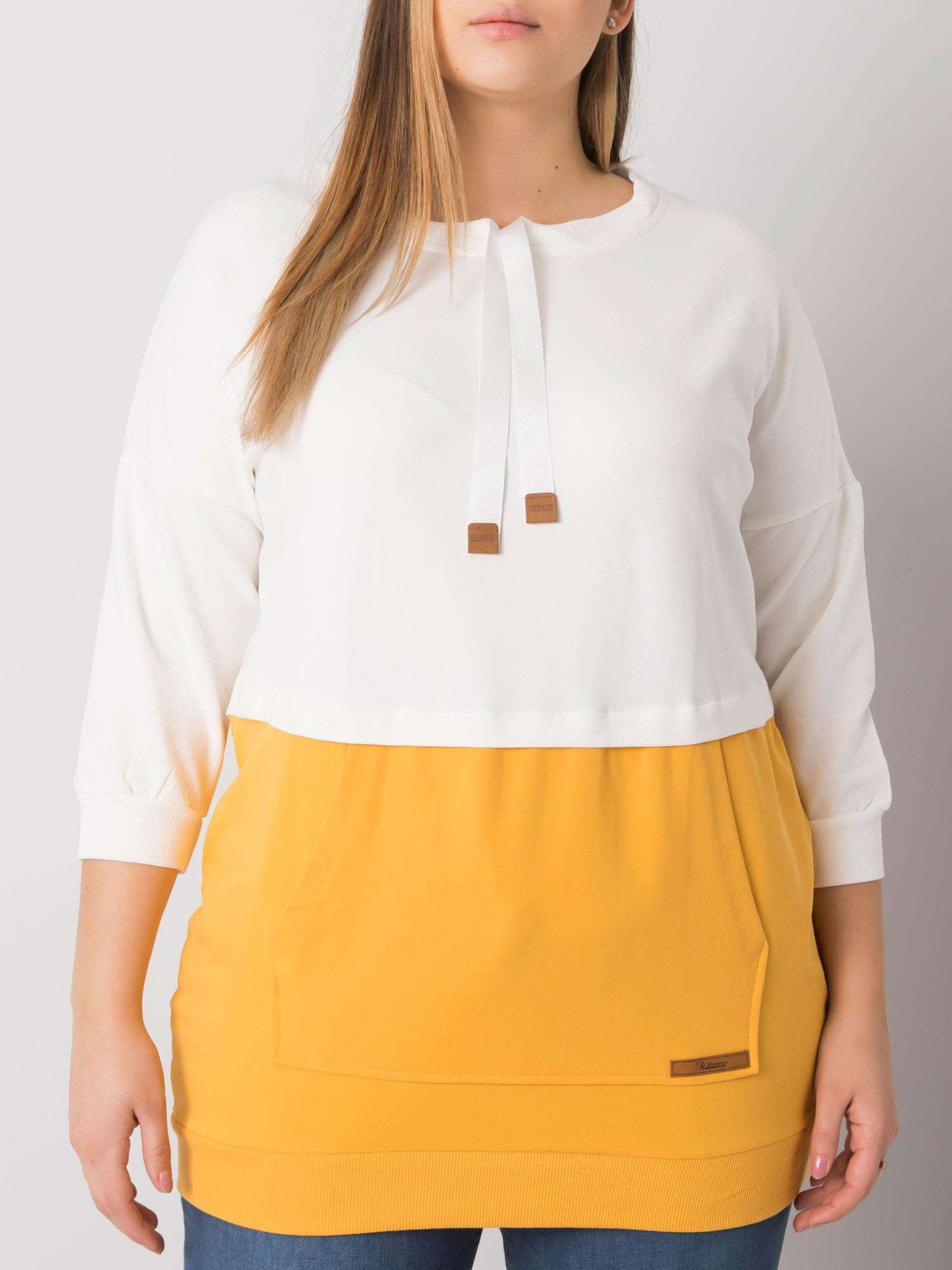 Ecru-gelbe Plus-Size Sweatshirt ohne Kapuze Sira.