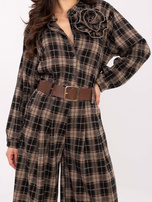 Czarne szerokie spodnie w kratę  