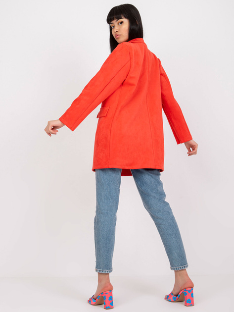 Koralowa elegancka marynarka z eko zamszu Irmina