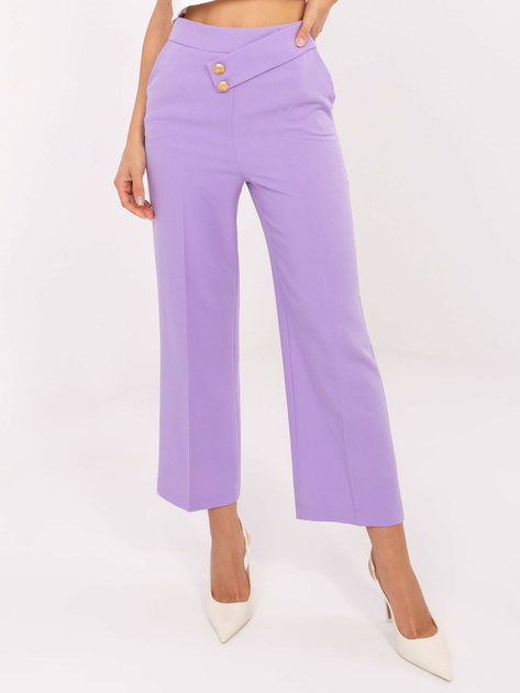 Liliowe eleganckie spodnie w kant RUE PARIS