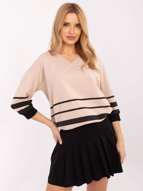 Hurt Beżowa damska bluzka z dekoltem w serek