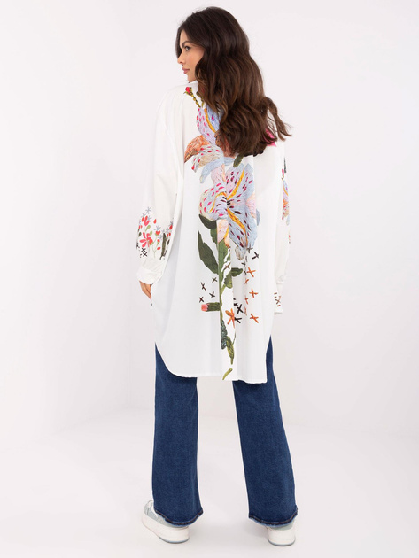 Hurtownia Ecru długa koszula rozpinana z kołnierzykiem