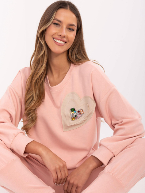 Hurt Brzoskwiniowa damska bluza z okrągłym dekoltem