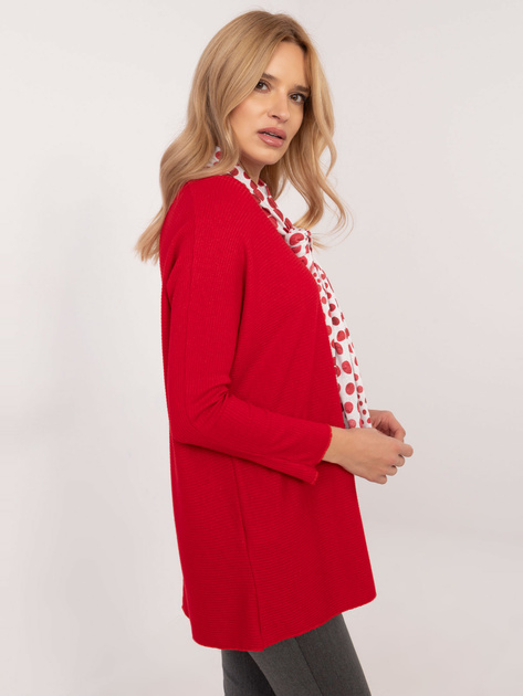 Hurtownia Czerwony elegancki sweter oversize w prążek