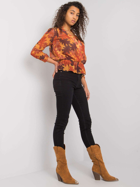 Brązowa bluzka szyfonowa z nadrukiem Barrie