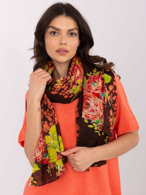 Hurt Ciemnobrązowa chusta z błyszczącą nitką