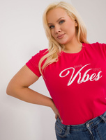 Hurt Czerwony damski t-shirt plus size z dżetami