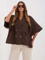 Brązowy płaszcz oversize z krótkimi rękawami RUE PARIS 