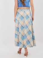 Niebieska zamszowa spódnica z paskiem 