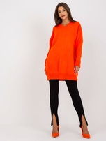 Hurtownia Pomarańczowa sukienka dzianinowa oversize RUE PARIS 