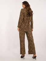 Hurt Ciemnobeżowo-czarny panterkowy komplet z koszulą