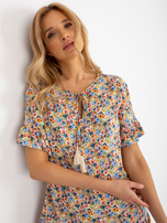 Hurt Żółta luźna sukienka w kwiaty z falbaną SUBLEVEL