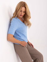 Jasnoniebieski damski sweter ze ściągaczami