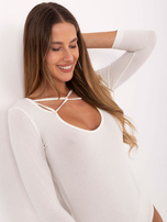 Ecru bawełniane body z długim rękawem 