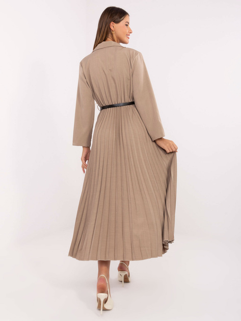 Beżowa długa sukienka z marynarkową górą