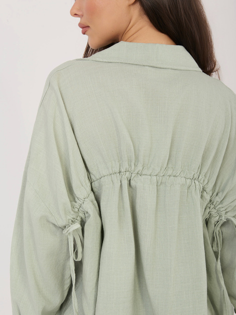 Khaki rozpinana koszula z domieszką lnu