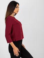 Hurtownia Bordowa krótka bluzka wizytowa z koronką