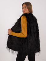 Hurtownia Czarna kamizelka futrzana z podszewką