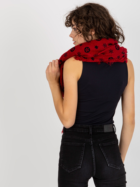 Hurtownia Czerwony damski szal z nadrukiem