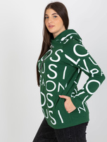 Hurt Ciemnozielona bluza plus size z kapturem i nadrukiem 