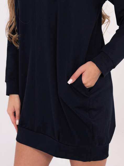 Granatowa dresowa sukienka z kieszeniami BASIC FEEL GOOD
