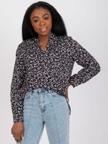 Czarna bluzka z nadrukiem i dekoltem V Inesa