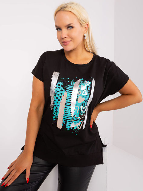 Hurtownia Czarna bluzka plus size z bawełny