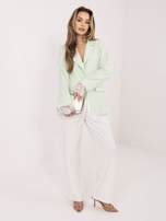 Miętowa marynarka jednorzędowa marynarka z koronką