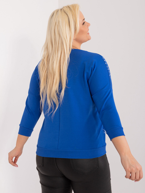 Hurt Kobaltowa damska bluzka plus size z bawełny