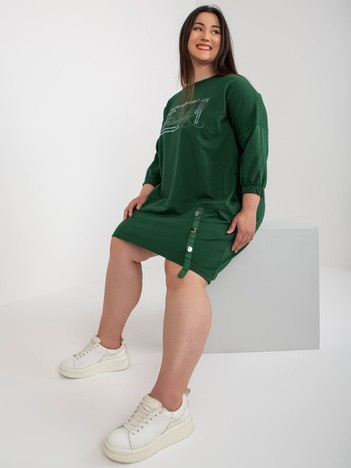 Hurt Ciemnozielona sukienka plus size z rękawem 3/4