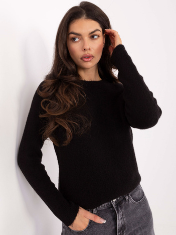 Czarny klasyczny sweter z okrągłym dekoltem
