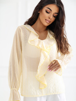 Jasnożółta elegancka bluzka z żabotem