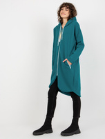 Hurt Morska długa dresowa bluza basic z kapturem Stunning