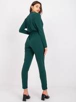 Ciemnozielony kombinezon z kopertowym dekoltem Serafini